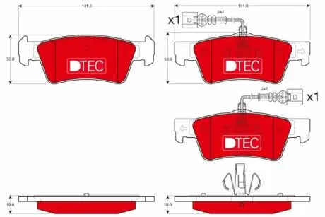 Фото комплект гальмівних колодок, дискове гальмо TRW GDB1672DTE Комплект гальмівних колодок, дискове гальмо TRW GDB1672DTE
