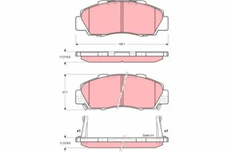 Комплект гальмівних колодок, дискове гальмо TRW GDB3196 (фото 1)