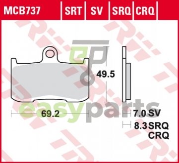 Комплект тормозных колодок, дисковый тормоз TRW MCB737SV