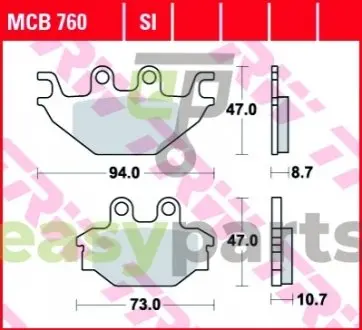 Фото комплект тормозных колодок, дисковый тормоз TRW MCB760 Комплект тормозных колодок, дисковый тормоз TRW MCB760