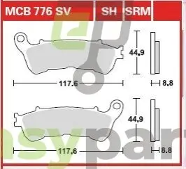 Фото комплект тормозных колодок, дисковый тормоз TRW MCB776SH Комплект тормозных колодок, дисковый тормоз TRW MCB776SH