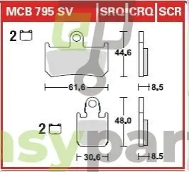 Фото комплект тормозных колодок, дисковый тормоз TRW MCB795CRQ Комплект тормозных колодок, дисковый тормоз TRW MCB795CRQ