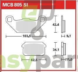 Комплект тормозных колодок, дисковый тормоз TRW MCB805SI