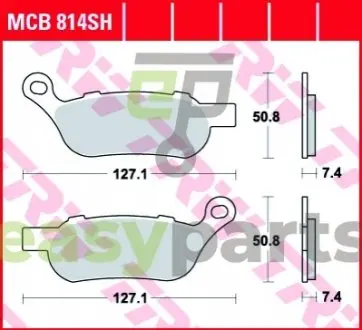 Фото комплект тормозных колодок, дисковый тормоз TRW MCB814SH Комплект тормозных колодок, дисковый тормоз TRW MCB814SH