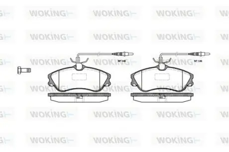Комплект гальмівних колодок, дискове гальмо WOKING P7343.04