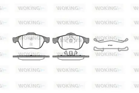 Комплект тормозных колодок, дисковый тормоз WOKING P9433.00