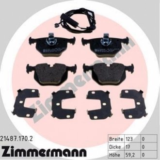 Комплект гальмівних колодок, дискове гальмо ZIMMERMANN 21487.170.2 (фото 1)