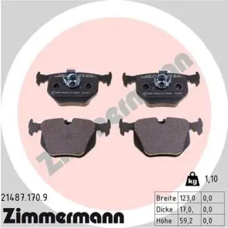 Комплект гальмівних колодок, дискове гальмо ZIMMERMANN 21487.170.9