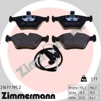Фото комплект тормозных колодок, дисковый тормоз ZIMMERMANN 21677.195.2 Комплект тормозных колодок, дисковый тормоз ZIMMERMANN 21677.195.2