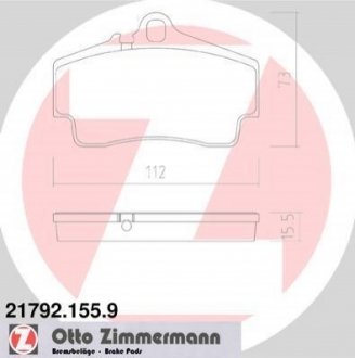 Комплект гальмівних колодок, дискове гальмо ZIMMERMANN 21792.155.9