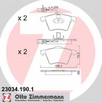 Комплект тормозных колодок, дисковый тормоз ZIMMERMANN 23034.190.1