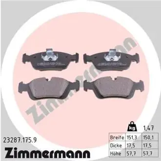 Комплект тормозных колодок, дисковый тормоз ZIMMERMANN 23287.175.9
