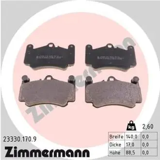 Комплект тормозных колодок, дисковый тормоз ZIMMERMANN 23330.170.9