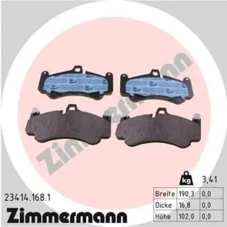 Комплект тормозных колодок, дисковый тормоз ZIMMERMANN 23414.168.1