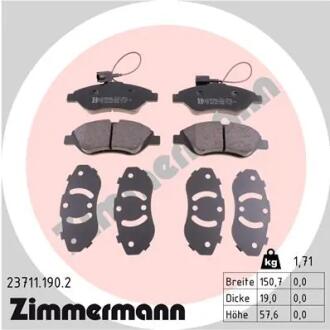 Комплект гальмівних колодок, дискове гальмо ZIMMERMANN 23711.190.2