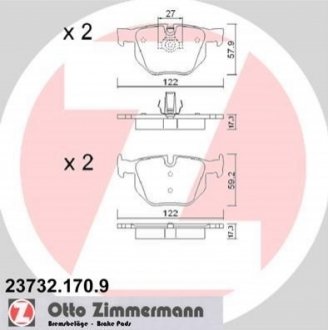 Комплект гальмівних колодок, дискове гальмо ZIMMERMANN 23732.170.9