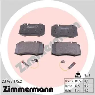 Комплект гальмівних колодок, дискове гальмо ZIMMERMANN 23745.175.2