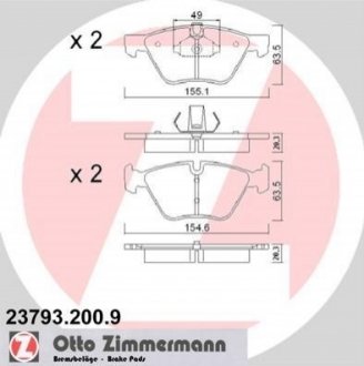 Комплект гальмівних колодок, дискове гальмо ZIMMERMANN 23793.200.9
