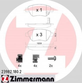 Комплект гальмівних колодок, дискове гальмо ZIMMERMANN 23982.180.2 (фото 1)