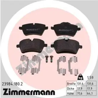 Комплект тормозных колодок, дисковый тормоз ZIMMERMANN 23984.180.2