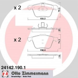 Комплект тормозных колодок, дисковый тормоз ZIMMERMANN 24142.190.1 (фото 1)