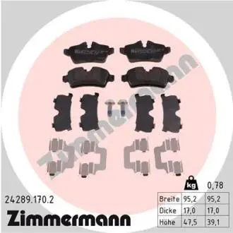 Комплект тормозных колодок, дисковый тормоз ZIMMERMANN 24289.170.2