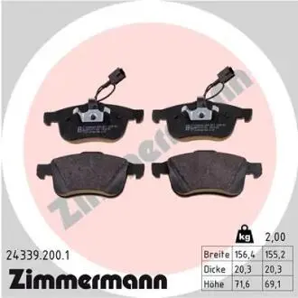 Комплект гальмівних колодок, дискове гальмо ZIMMERMANN 24339.200.1