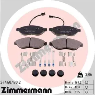 Комплект тормозных колодок, дисковый тормоз ZIMMERMANN 24468.190.2