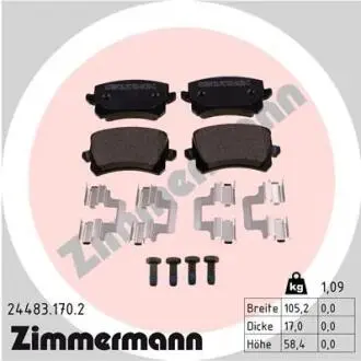 Комплект гальмівних колодок, дискове гальмо ZIMMERMANN 24483.170.2