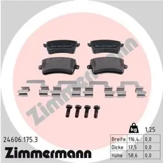 Комплект тормозных колодок, дисковый тормоз ZIMMERMANN 24606.175.3