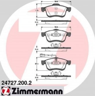 Комплект гальмівних колодок, дискове гальмо ZIMMERMANN 24727.200.2 (фото 1)