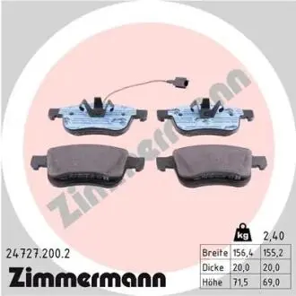 Комплект тормозных колодок, дисковый тормоз ZIMMERMANN 24727.200.2