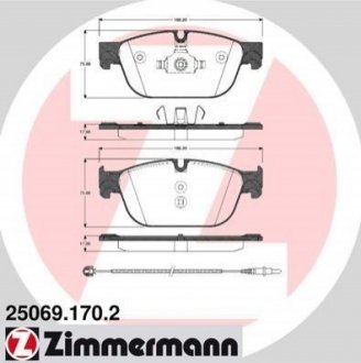 Комплект тормозных колодок, дисковый тормоз ZIMMERMANN 25069.170.2