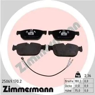 Комплект тормозных колодок, дисковый тормоз ZIMMERMANN 25069.170.2