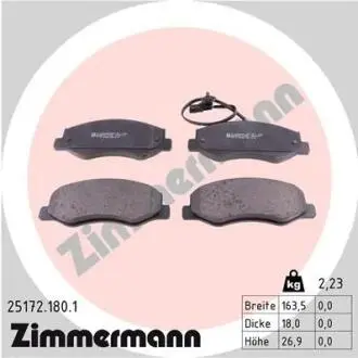 Комплект тормозных колодок, дисковый тормоз ZIMMERMANN 25172.180.1