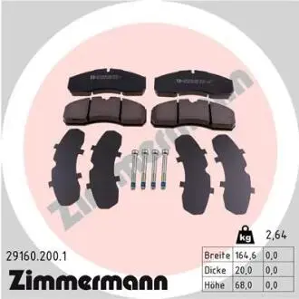 Фото комплект тормозных колодок, дисковый тормоз ZIMMERMANN 29160.200.1 Комплект тормозных колодок, дисковый тормоз ZIMMERMANN 29160.200.1