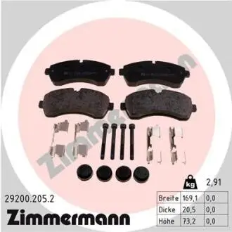 Комплект тормозных колодок, дисковый тормоз ZIMMERMANN 29200.205.2