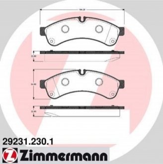 Комплект гальмівних колодок, дискове гальмо ZIMMERMANN 29231.230.1 (фото 1)