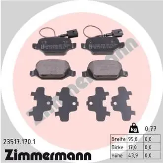 Комплект гальмівних колодок, дискове гальмо ZIMMERMANN 23517.170.1