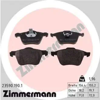 Комплект тормозных колодок, дисковый тормоз ZIMMERMANN 23590.190.1