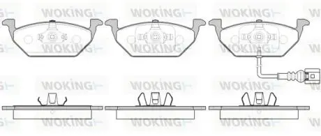 Гальмівні колодки пер. Caddy III/Golf V/Octavia/A3 03- (з датчиком) WOKING P7333.41