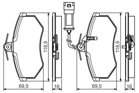Комплект гальмівних колодок, дискове гальмо BOSCH 0 986 495 142