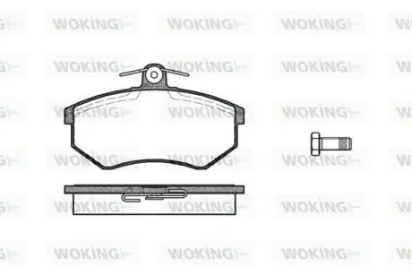 Фото гальмівні колодки пер. Audi 100/80/A4/Caddy/Cordoba (85-04) WOKING P0343.00 Гальмівні колодки пер. Audi 100/80/A4/Caddy/Cordoba (85-04) WOKING P0343.00