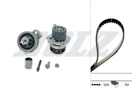 AUDI К-т ГРМ (помпа + ремень + 2 ролика) A3 (8L1) 1.9 TDI 00-03, A4 B6 (8E2) 1.9 TDI 00-04, A6 C5 (4B2) 1.9 TDI 01-05, SEAT TOLEDO II (1M2) 1.9 TDI 00-04, SKODA OCTAVIA I Combi 1.9 TDI 00-06, VW GOLF IV 1.9 TDI 98-01 DOLZ KD105