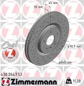 ЩИТ КОЛОДОК. OPEL INSIGNIA B 17-PRZ?D ZIMMERMANN 430.2647.52