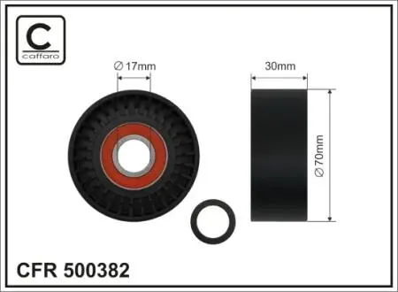 Натяжной ролик 70X17X30 пластик PORSCHE CAFFARO 500382