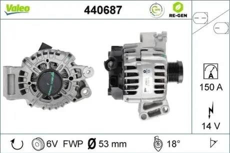 РЕГЕНЕРАТОР ГЕНЕРАТОРА ПЕРЕМЕННОГО ТОКА ДЛЯ FORD C-MAX II FL Valeo 440687