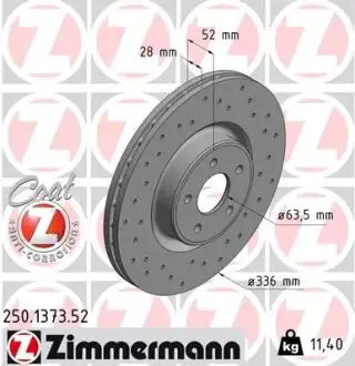 ТАРЧА ХАМУЛК. FORD FOCUS RS 09- PRZ?D ZIMMERMANN 250.1373.52