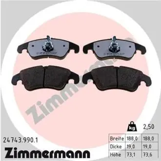 КОЛОДКИ HAMULC. AUDI A4 (B8) 07 - перед.D ZIMMERMANN 24743.990.1