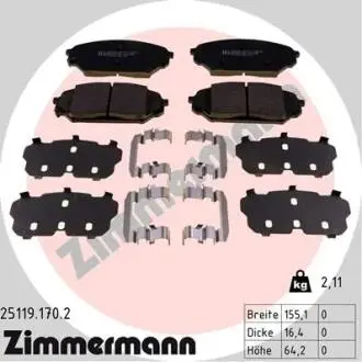 КОЛОДКИ HAMULC. HYUNDAI IX55 08-PRZ?D ZIMMERMANN 25119.170.2